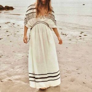 NWT Zara Cream Maxi Dress with Black Accents